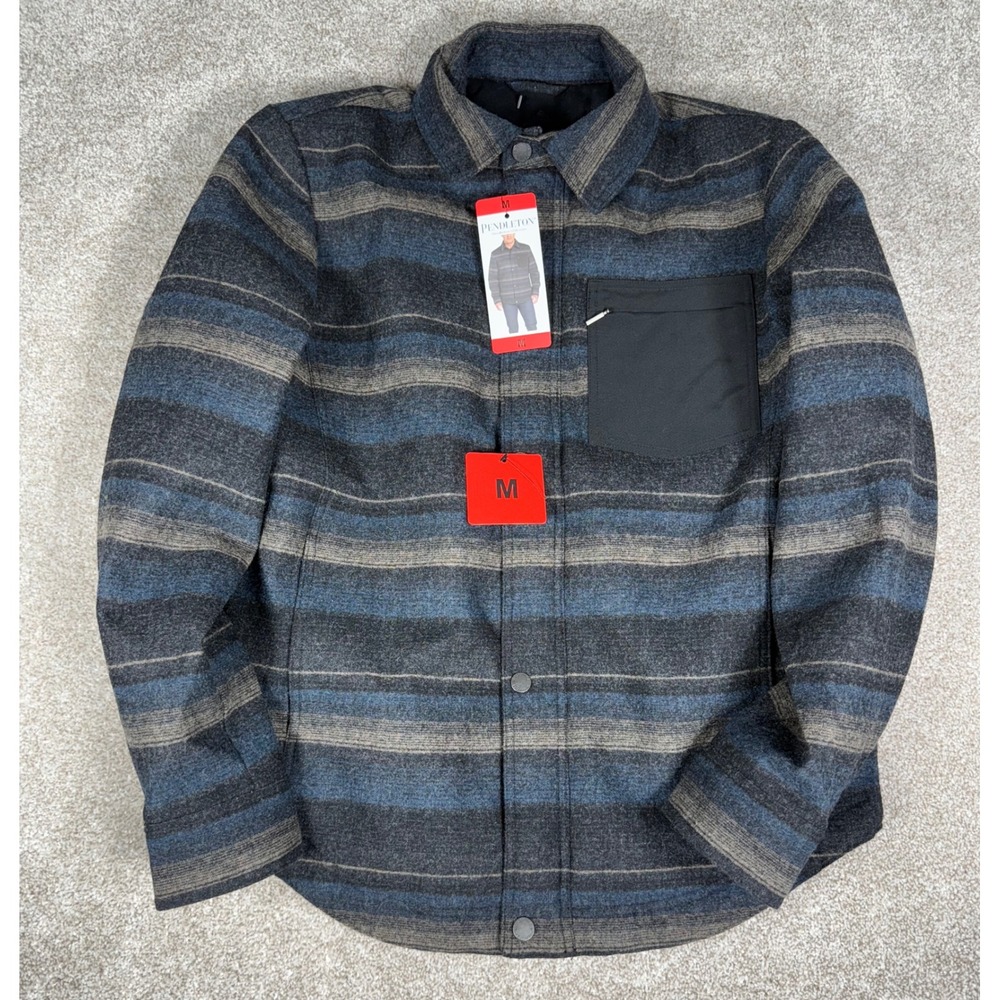 Pendleton Jacket Mens M Full Zip Shacket Quilted Wool Blend Polyfill Two-Layer